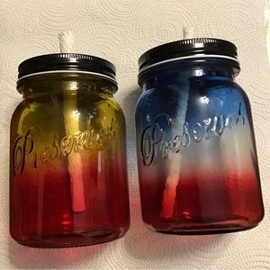 2 Glass Jar Oil Lamps